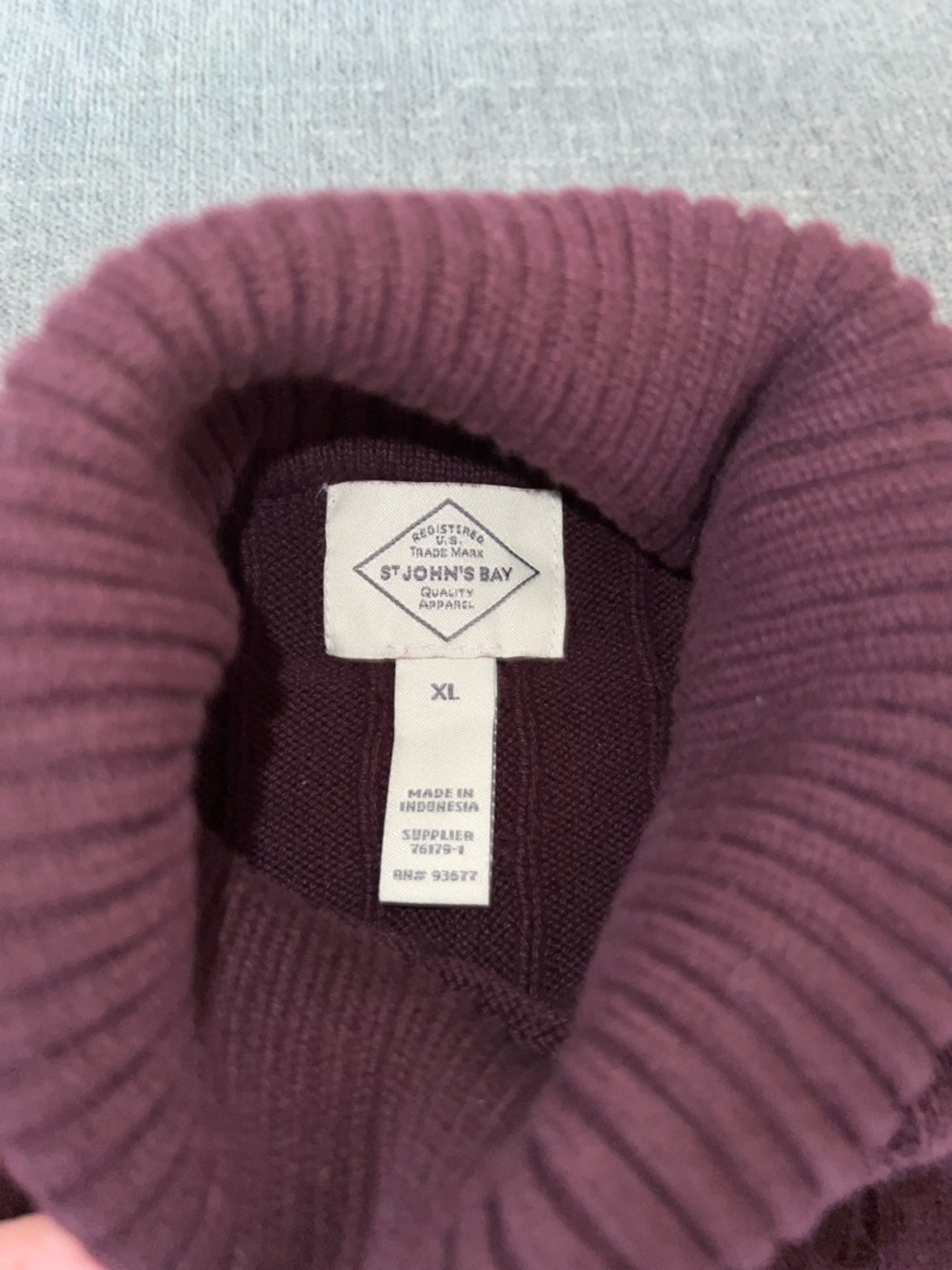 St. John's Bay Cable-Knit Turtleneck Sweater - Burgundy - Picture 2 of 2